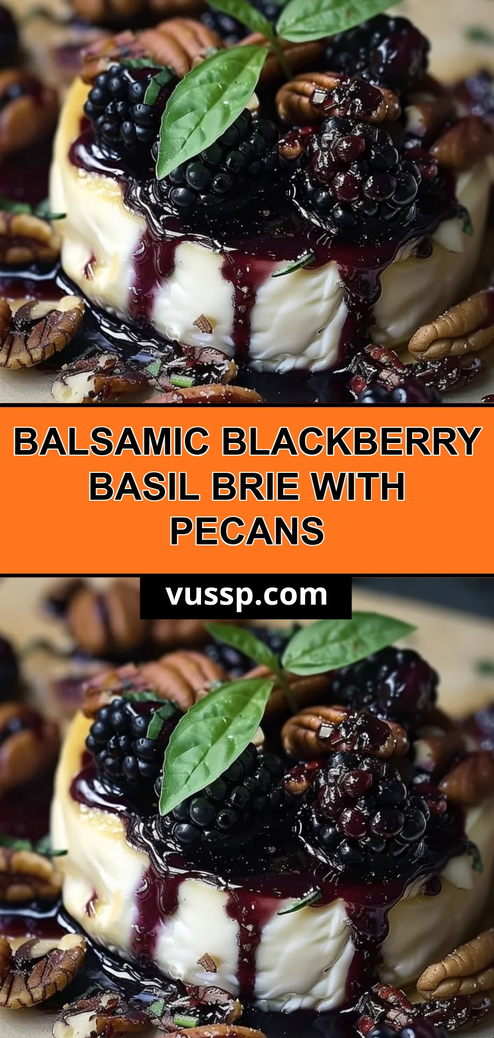 Balsamic Blackberry Basil Brie with Pecans
