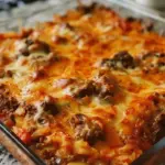 Delicious Beef and Cabbage Bake served in a casserole dish