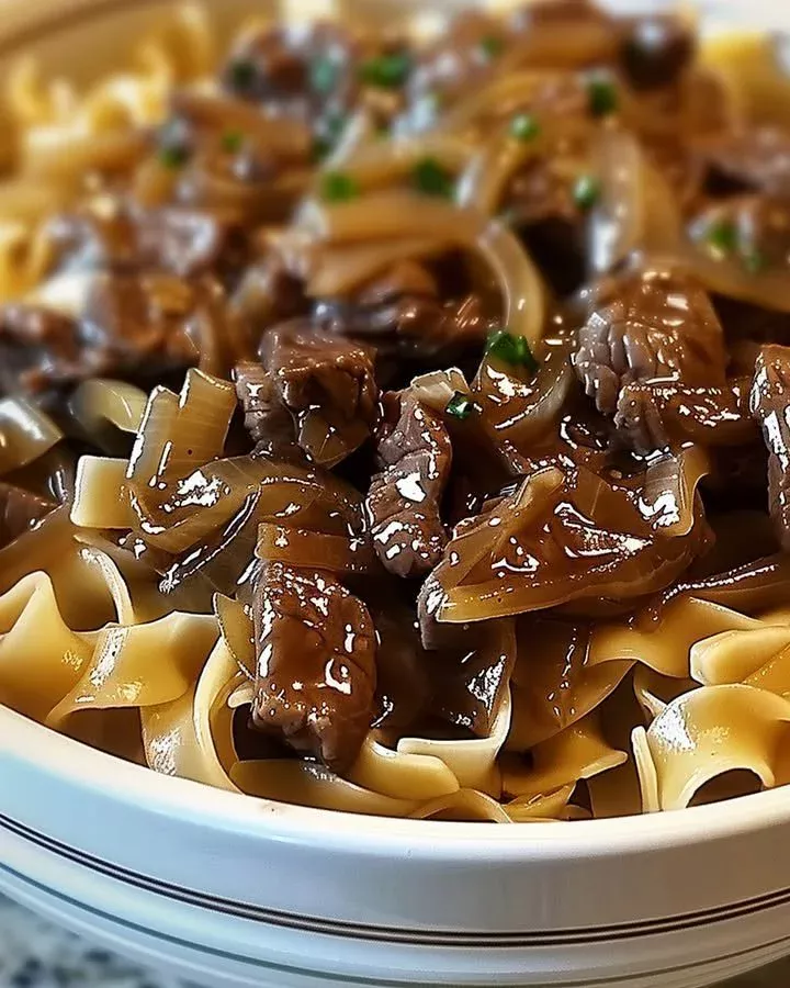 Beef with French Onion Noodles