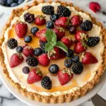 Delicious berry cheesecake with cottage cheese and fresh berries on top