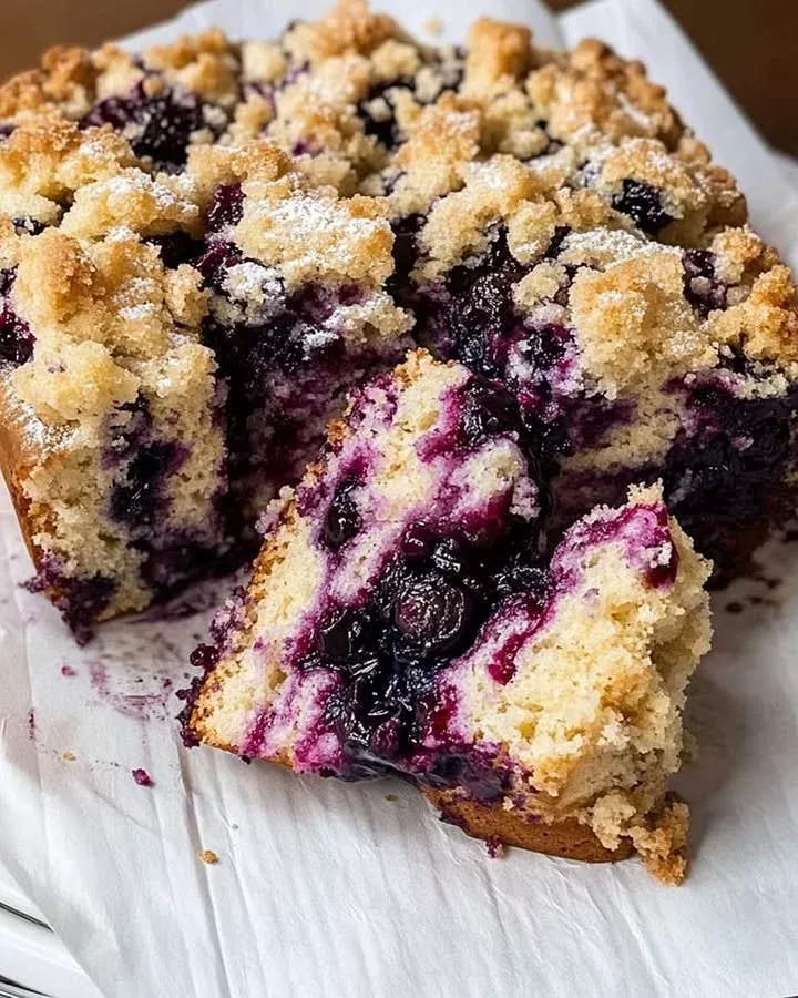 Blueberry Brioche Crumble Cake