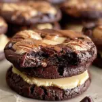 Delicious buckeye-inspired brownie cookies with chocolate and peanut butter flavor
