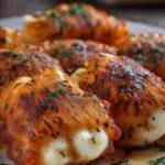 Buffalo Chicken Mozzarella Sticks cooked in an air fryer for a crispy snack