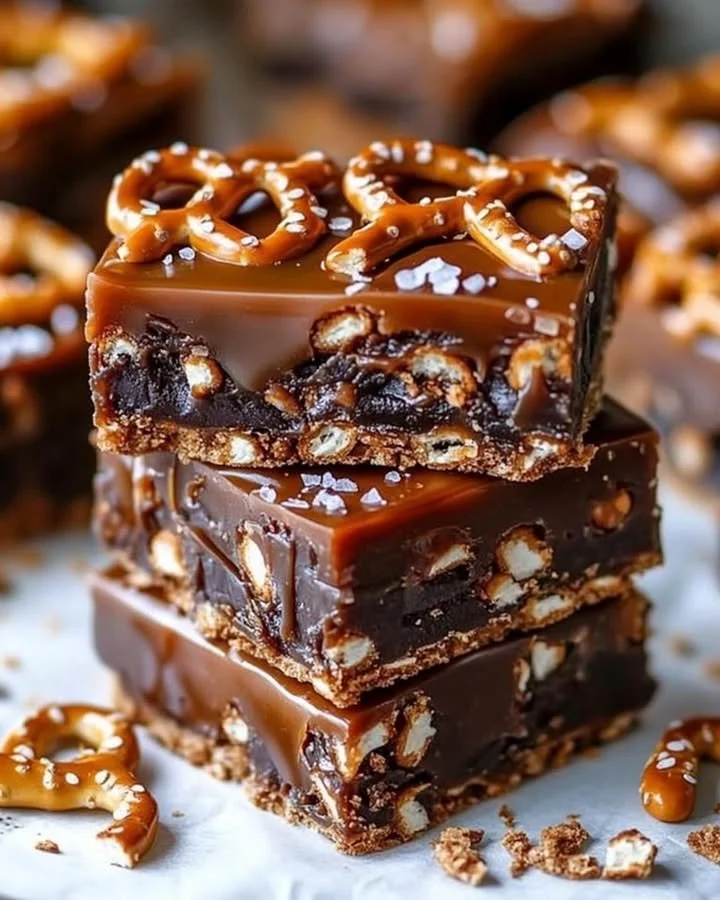 Caramel Pretzel No-Bake Crack Bars