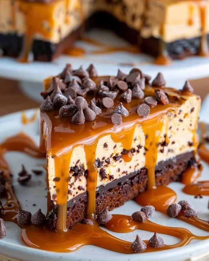 Caramel Swirl Brownie Cheesecake