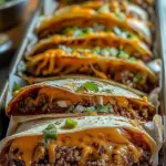 Cheesy beef taco tortilla pockets filled with savory ingredients