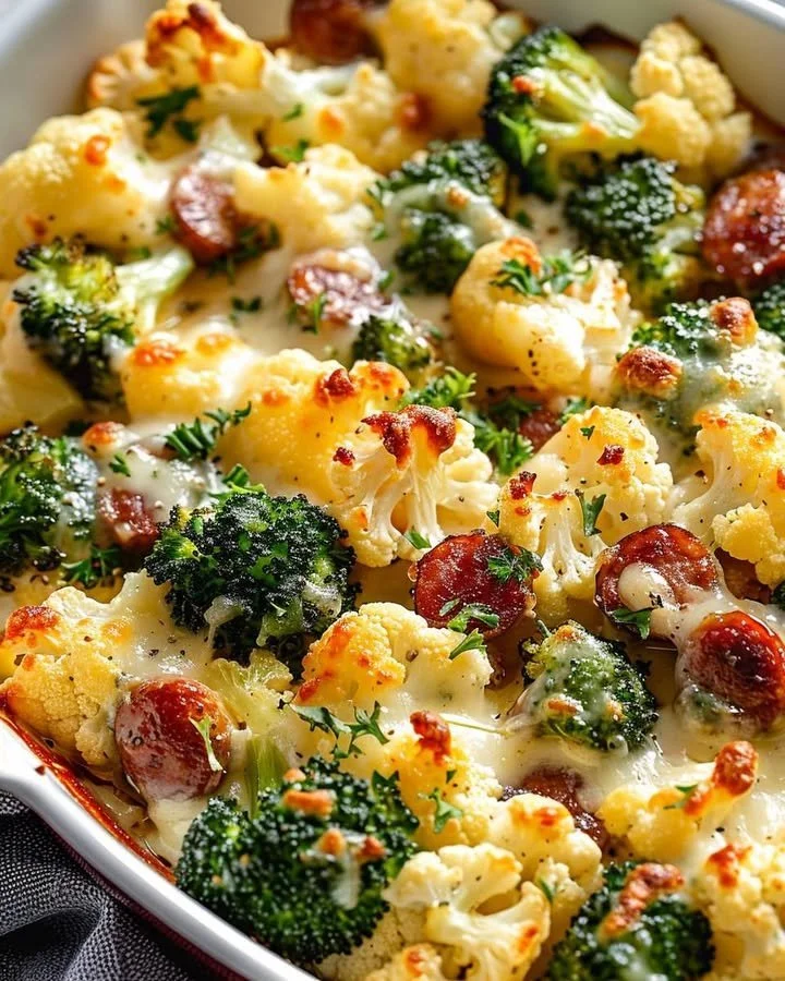 Cheesy Broccoli Cauliflower Bake