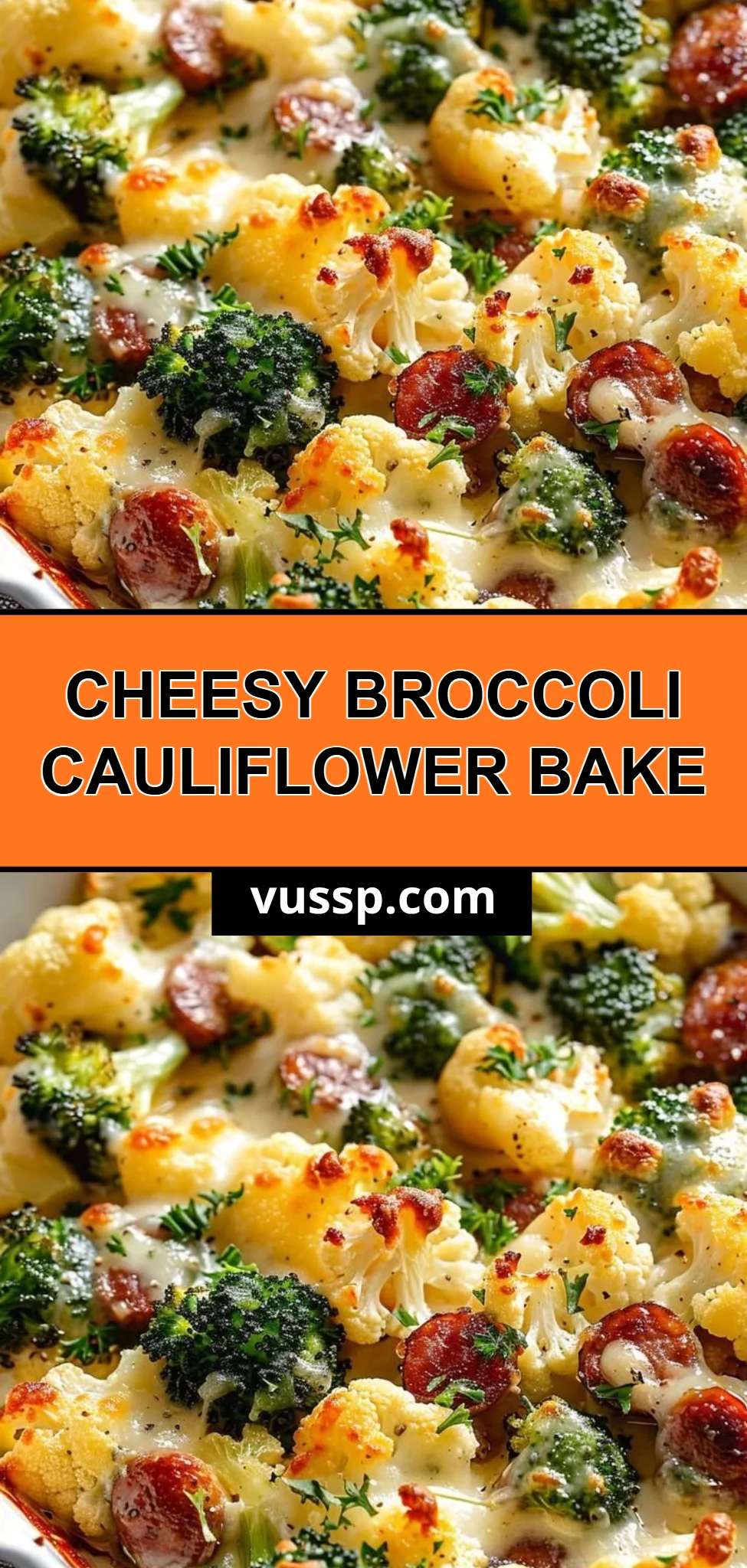 Cheesy Broccoli Cauliflower Bake