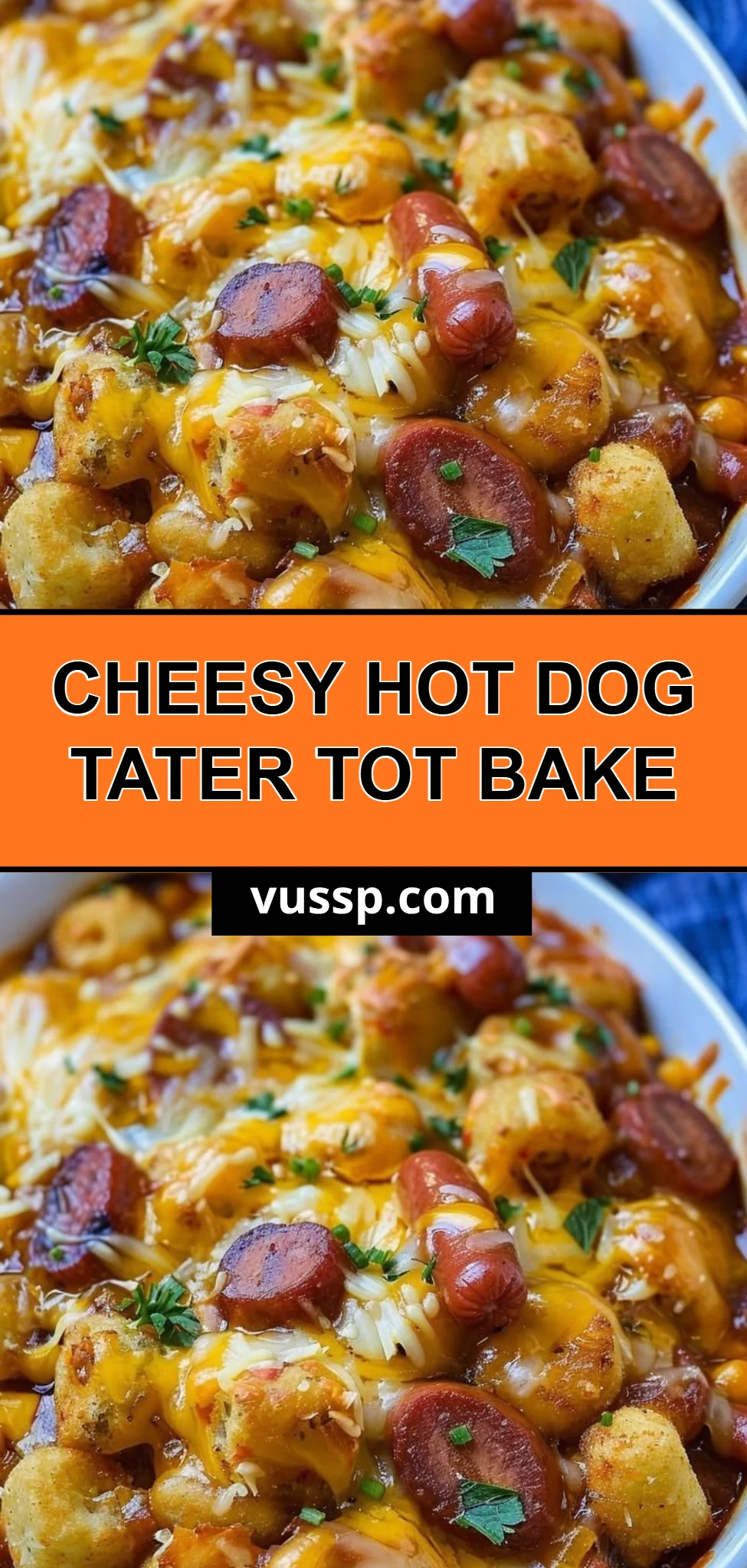 Cheesy Hot Dog Tater Tot Bake