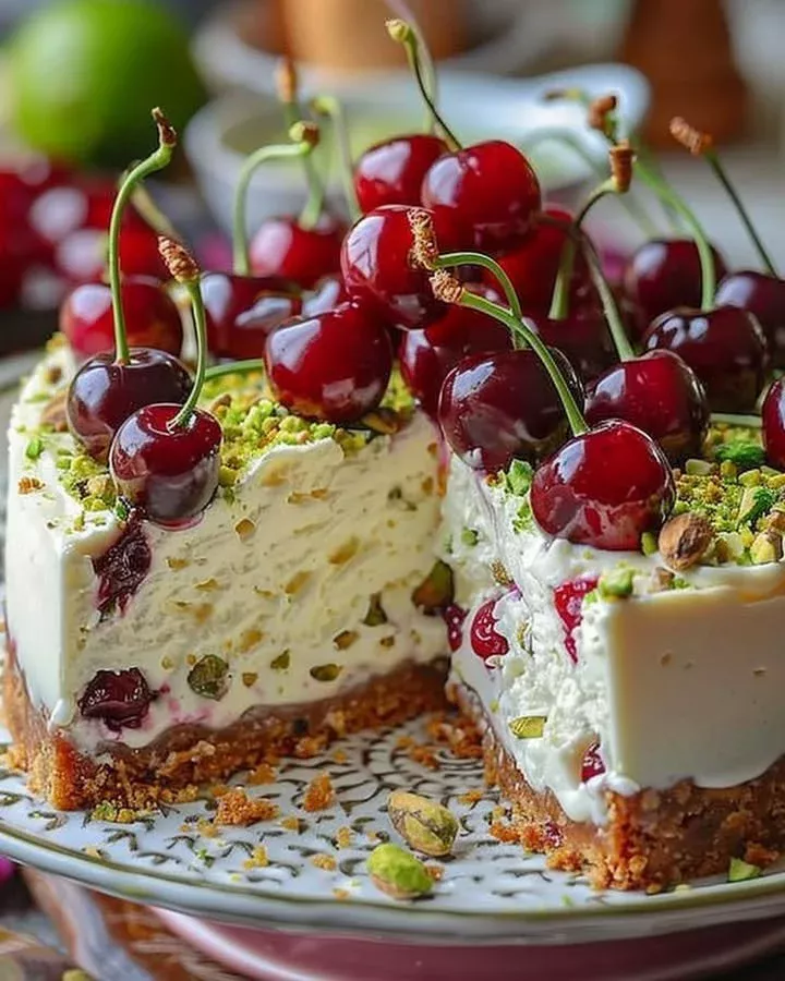 Cherry Pistachio Lemon Lime Cheesecake