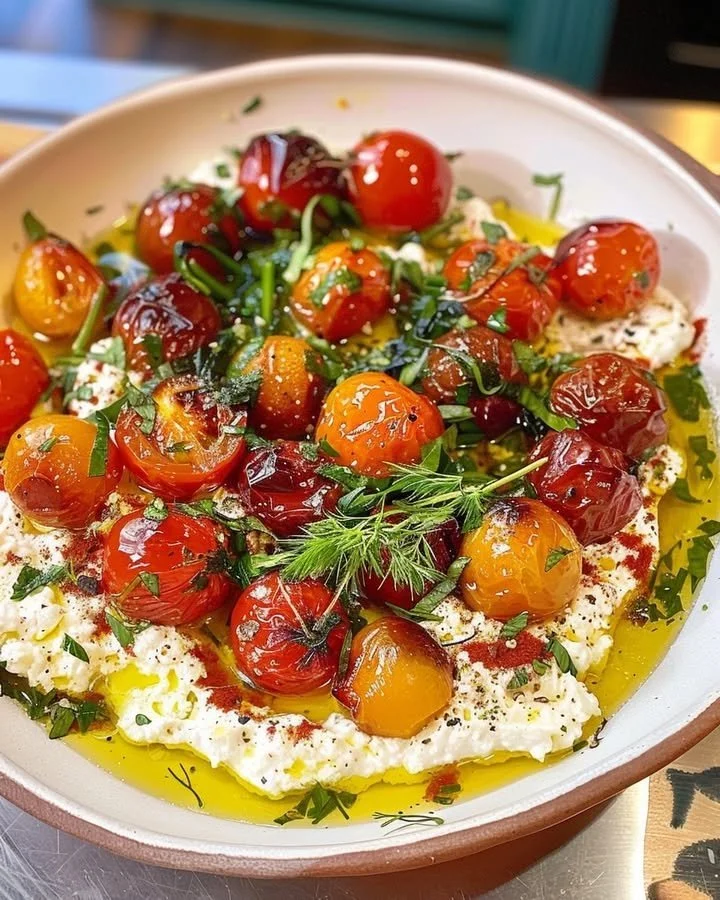 Cherry Tomato Confit with Whipped Feta