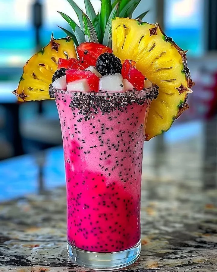 Chilled Dragon Fruit Colada Cocktail