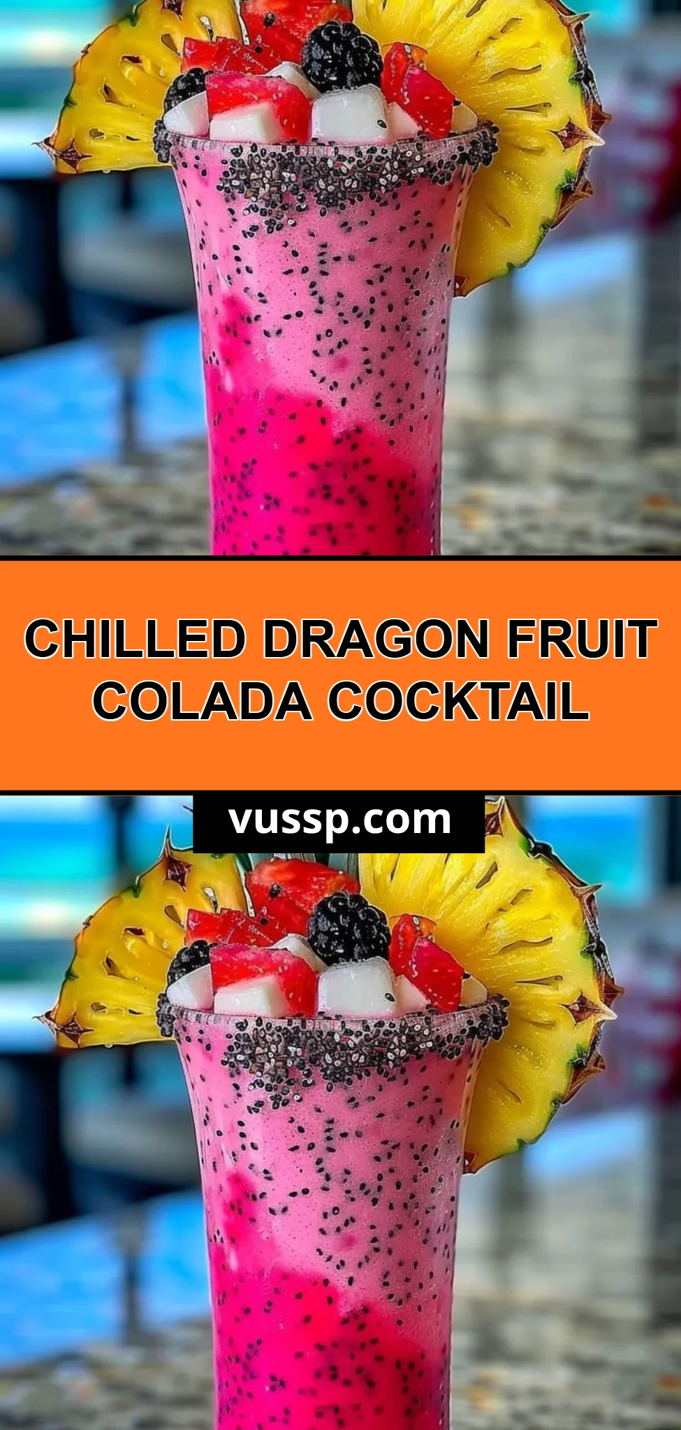 Chilled Dragon Fruit Colada Cocktail