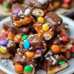 Delicious chocolate-covered pretzel bites topped with sea salt.