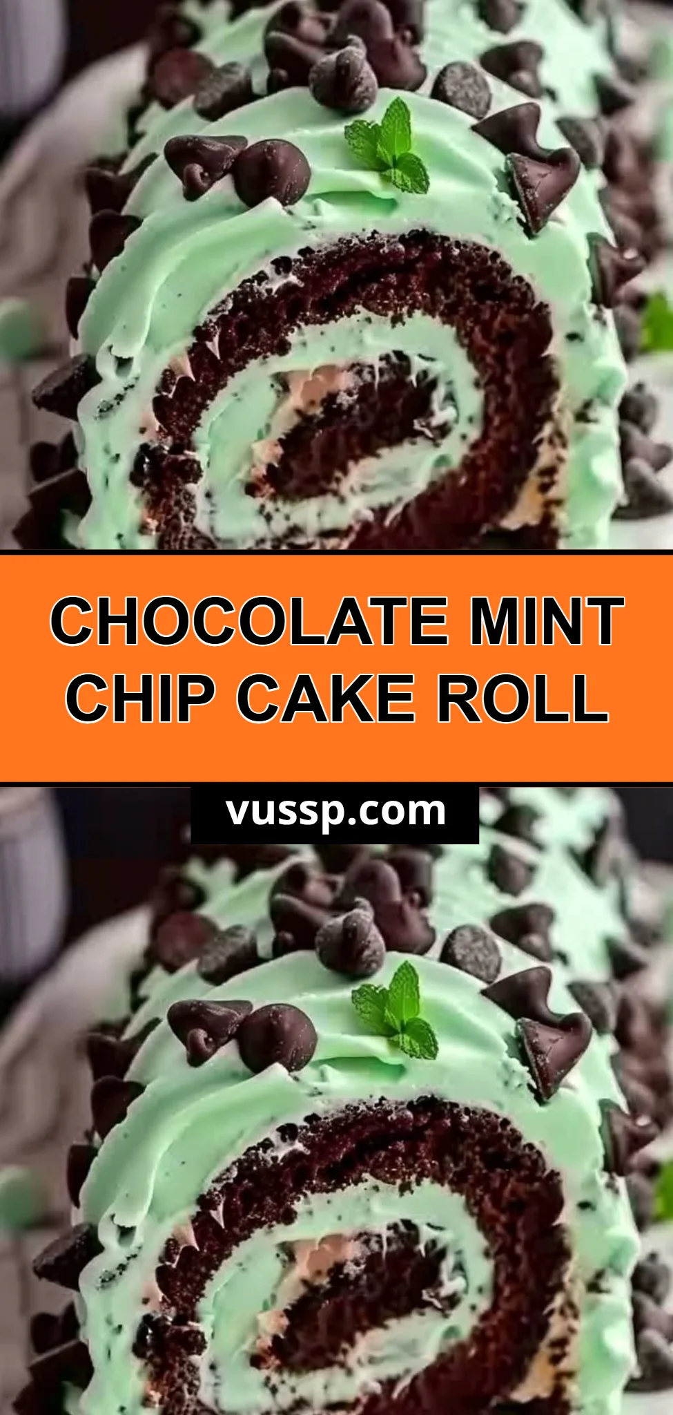 Chocolate Mint Chip Cake Roll