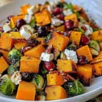 Cranberry-Glazed Roasted Butternut Salad topped with nuts and herbs