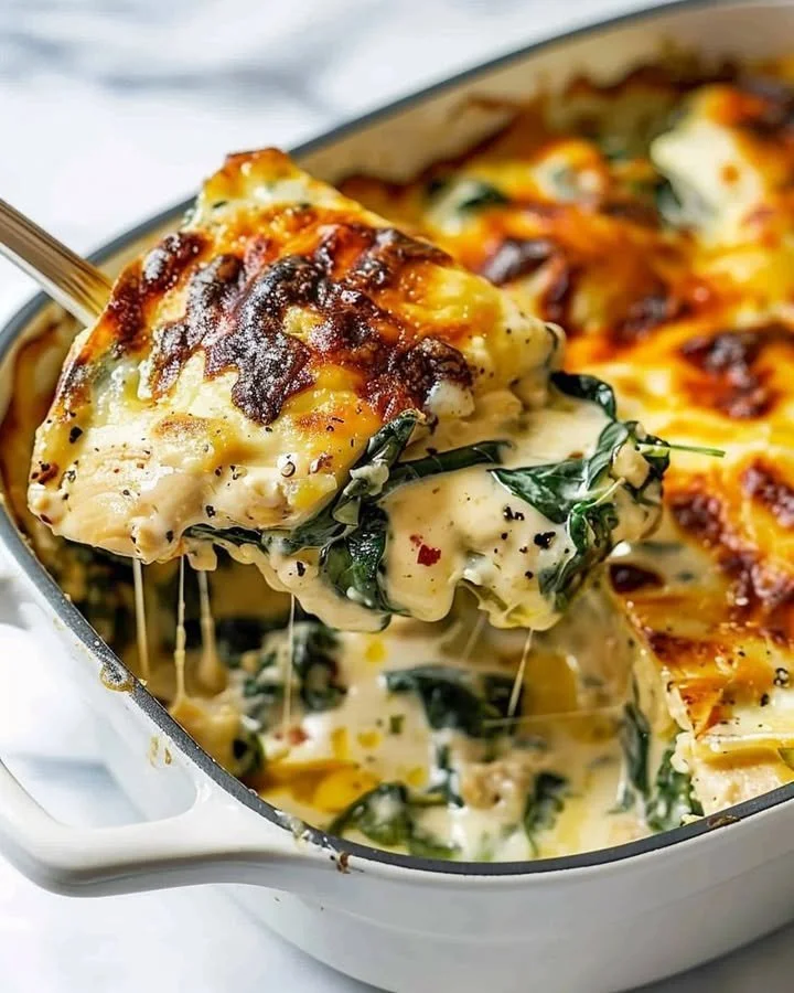 Cream Cheese Chicken and Spinach Casserole