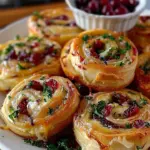 Cream Cheese Cranberry Feta Pinwheels ready to serve on a platter