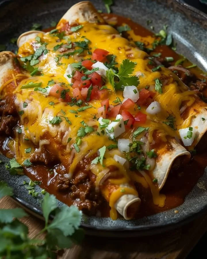 Creamy Beef Enchiladas with Cheese