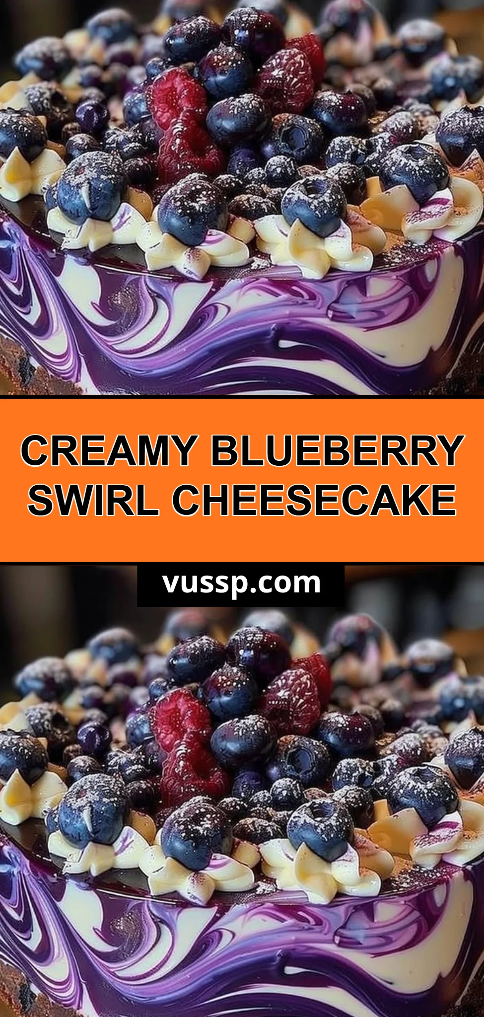 Creamy Blueberry Swirl Cheesecake