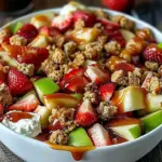Creamy cheesecake fruit salad with fresh berries and whipped cream