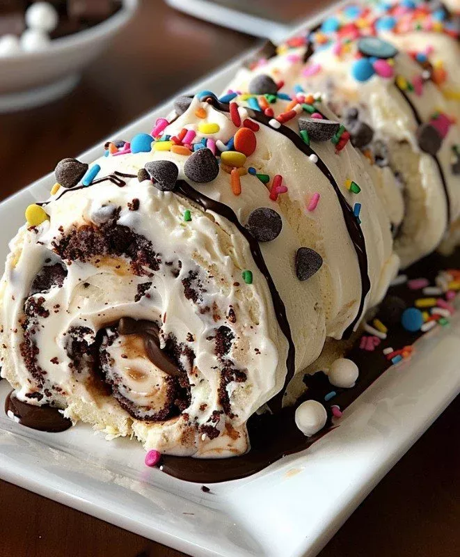 Creamy Cookie Dough Ice Cream Rolls