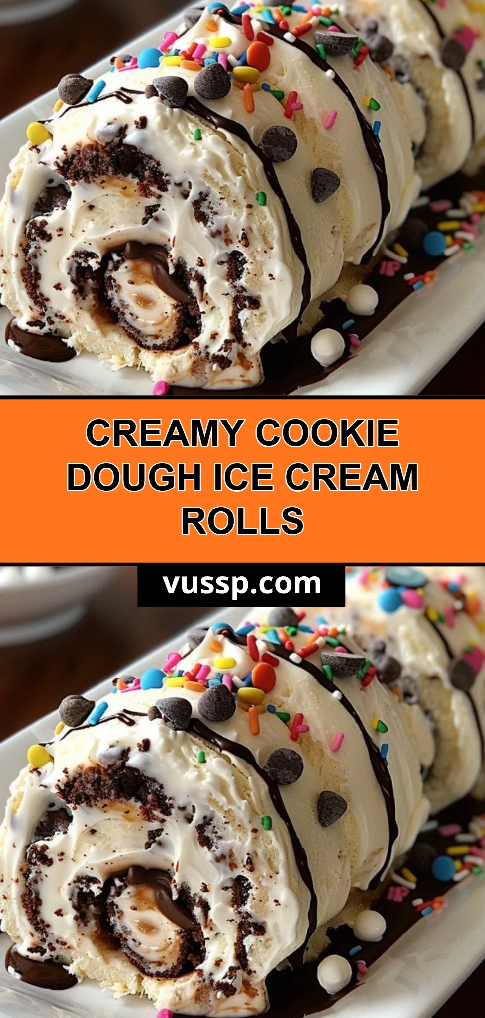 Creamy Cookie Dough Ice Cream Rolls