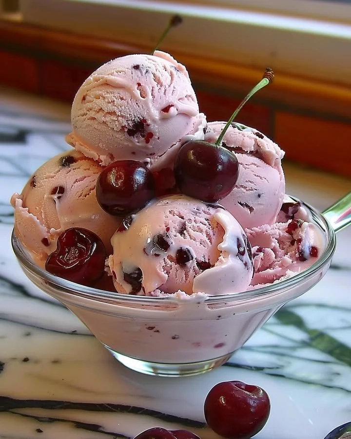 Creamy Homemade Cherry Ice Cream