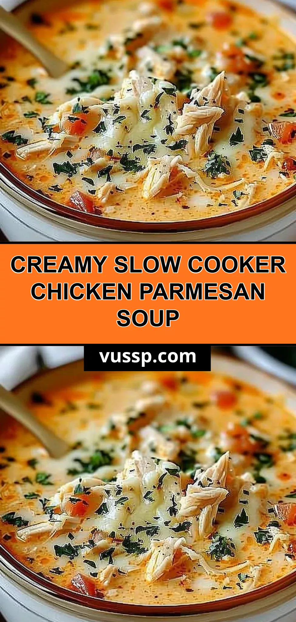 Creamy Slow Cooker Chicken Parmesan Soup