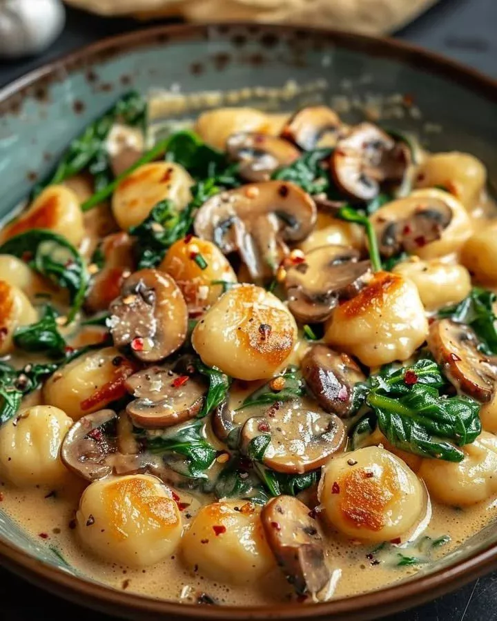 Creamy Spinach Mushroom Gnocchi