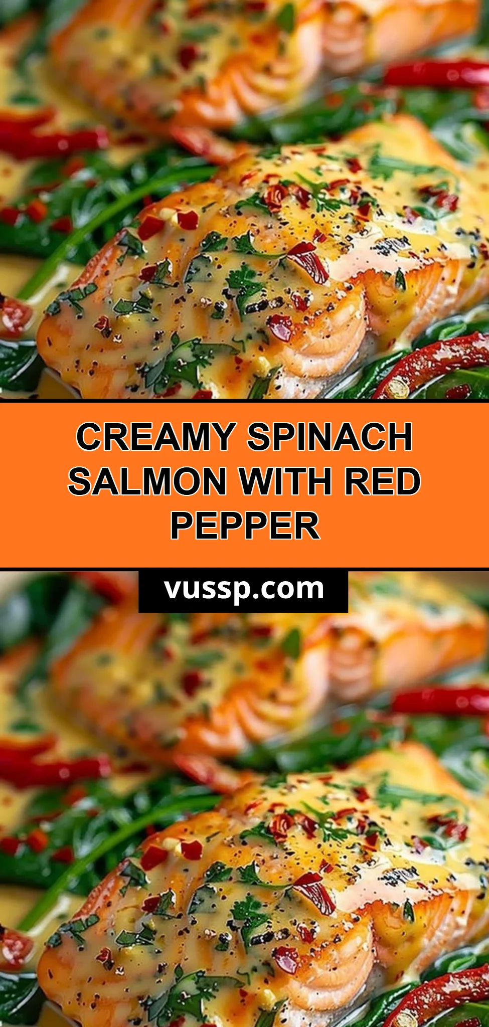 Creamy Spinach Salmon with Red Pepper