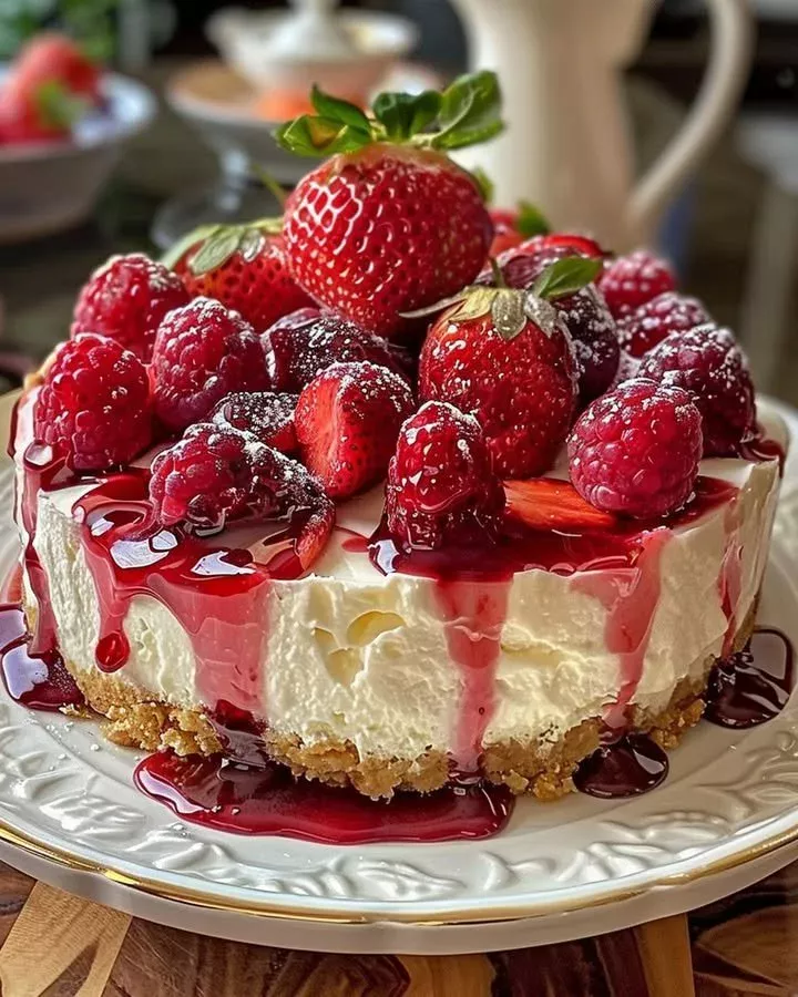 Creamy Strawberry Swirl Cheesecake
