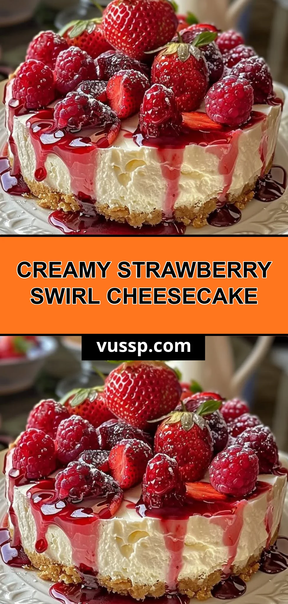 Creamy Strawberry Swirl Cheesecake