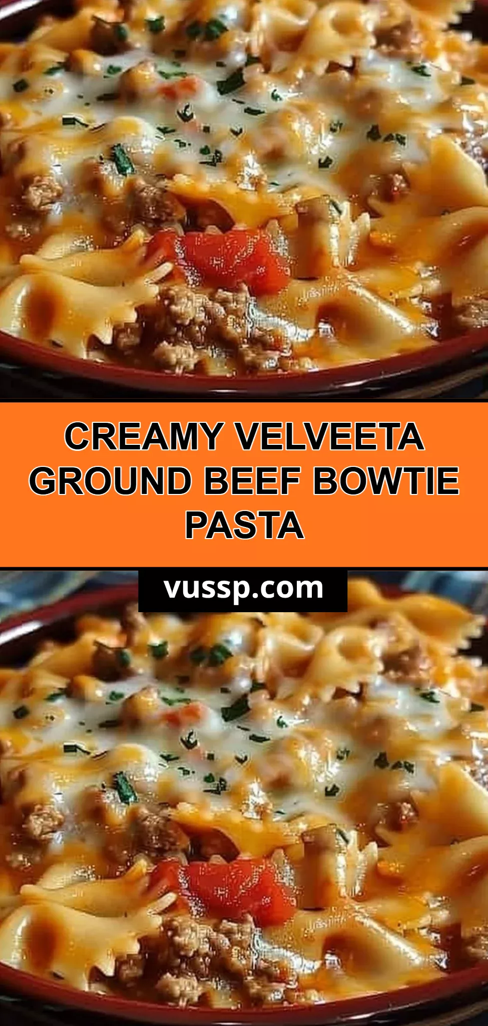 Creamy Velveeta Ground Beef Bowtie Pasta