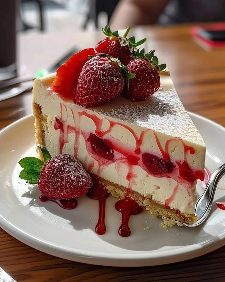 Creamy White Chocolate Strawberry Cheesecake
