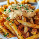 Delicious Creole Voodoo Fries topped with spices and herbs