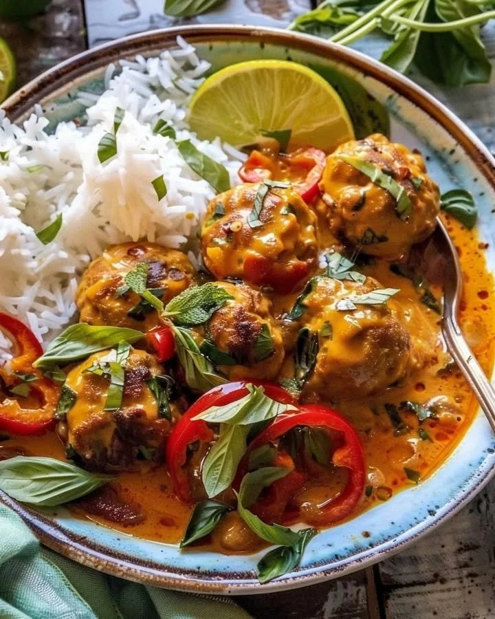 Curry with Asian Chicken Meatballs
