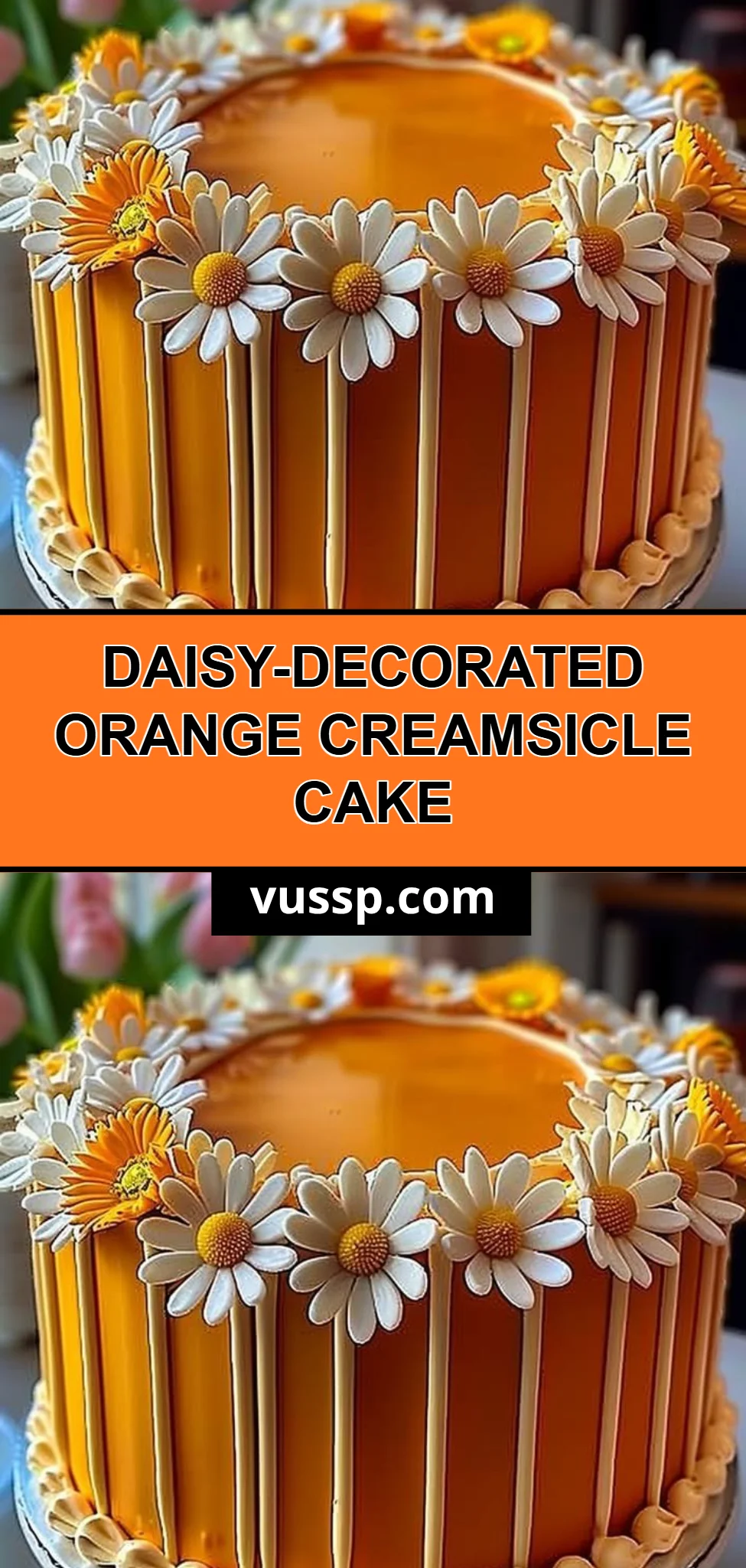 Daisy-Decorated Orange Creamsicle Cake