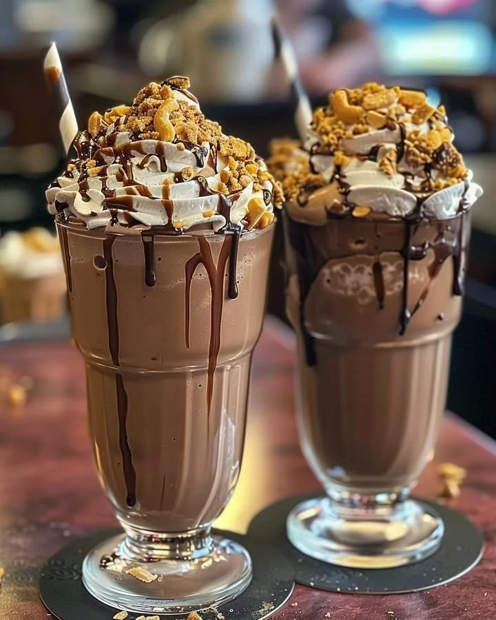 Decadent Peanut Butter Chocolate Milkshakes