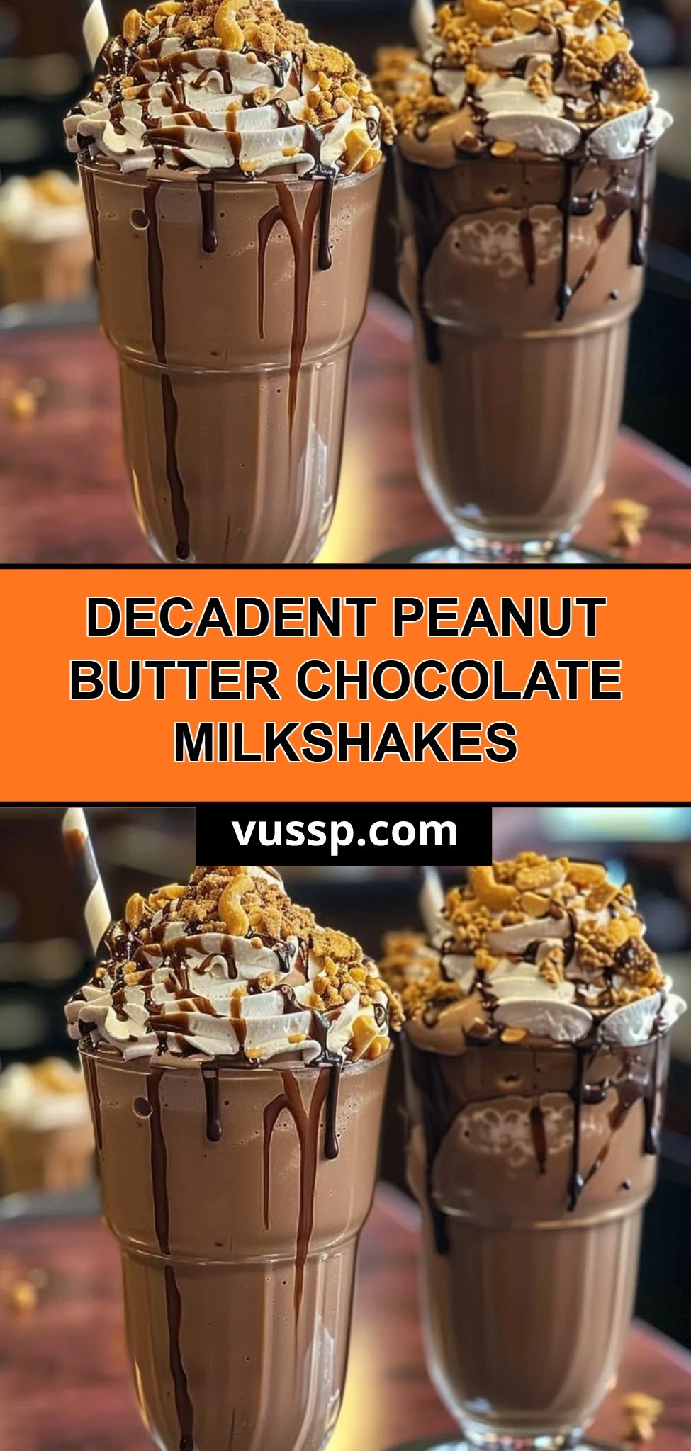 Decadent Peanut Butter Chocolate Milkshakes