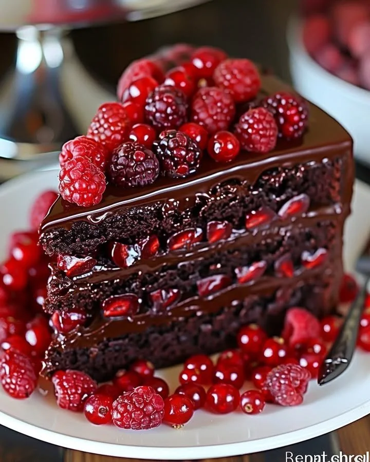 Decadent Raspberry Chocolate Truffle Cake