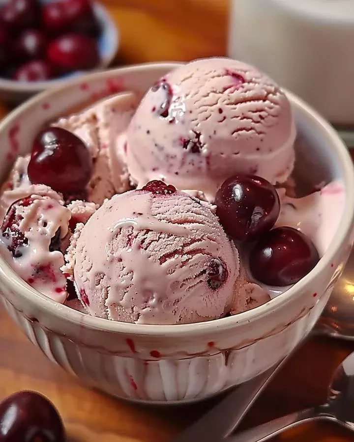 Delicious Homemade Cherry Vanilla Ice Cream