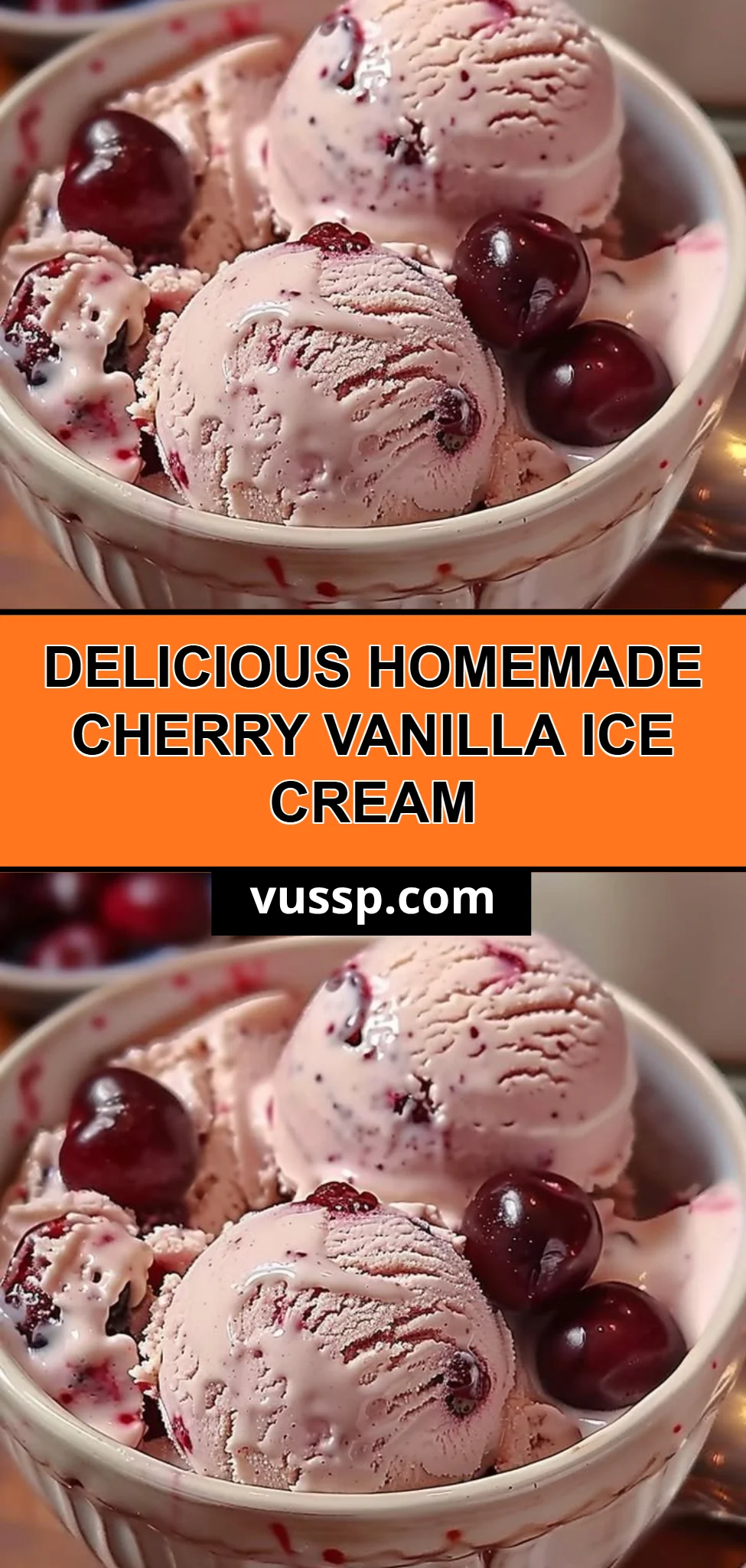 Delicious Homemade Cherry Vanilla Ice Cream
