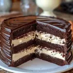 Homemade Ding Dong Cake with chocolate frosting and cream filling