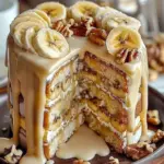 Deliciously moist banana walnut cake with walnuts on top