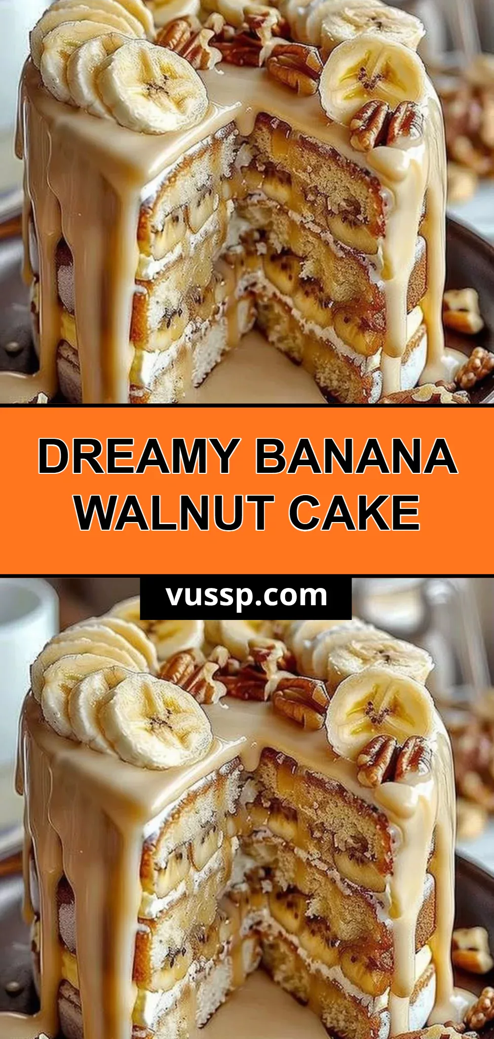 Dreamy Banana Walnut Cake