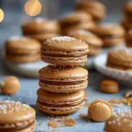 Festive gingerbread macarons with spiced caramel filling