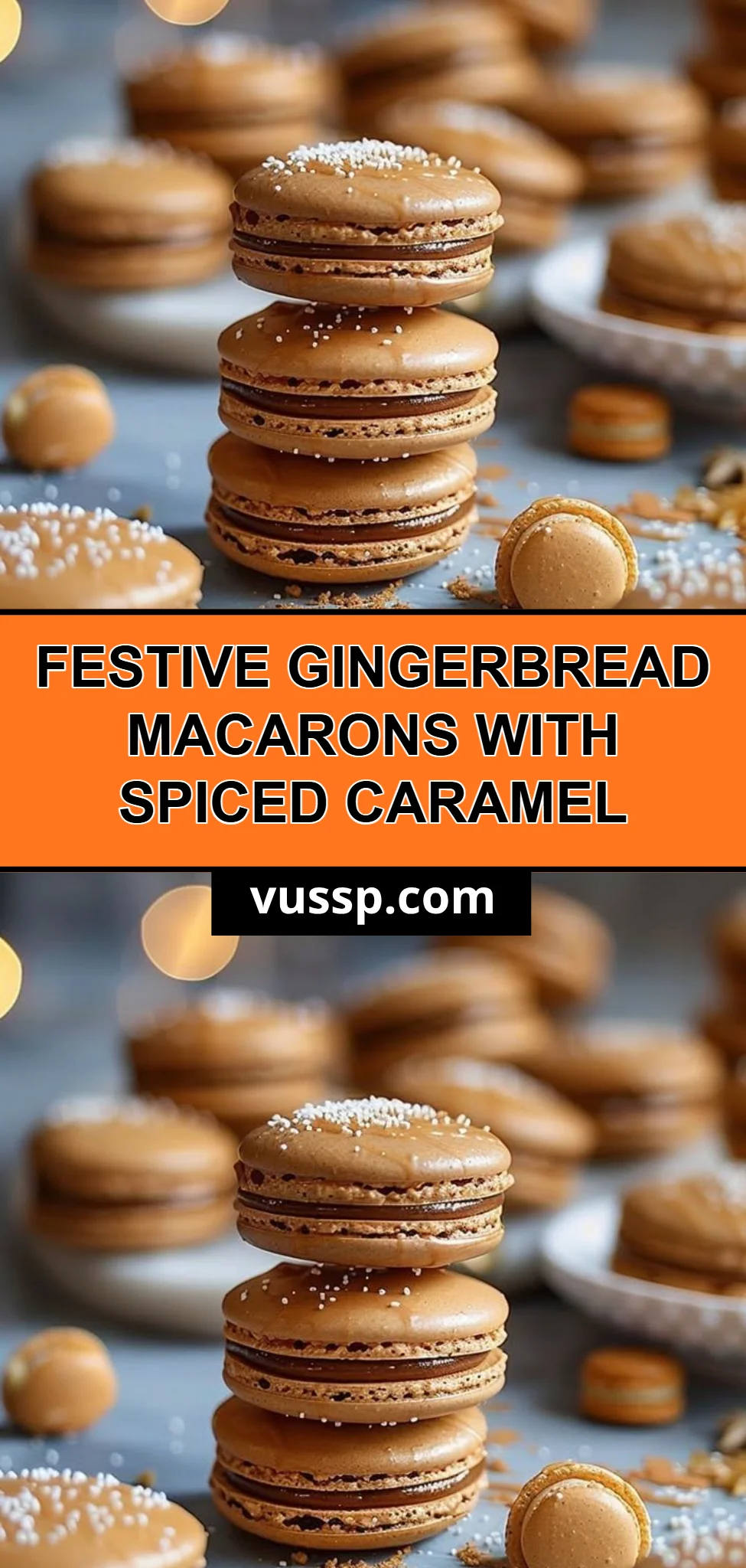 Festive Gingerbread Macarons with Spiced Caramel