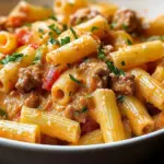Delicious Fiery Rotel Pasta served at a vibrant party