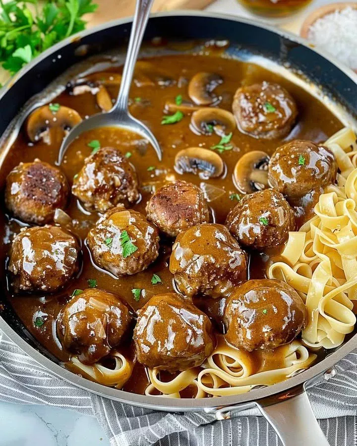 Gourmet Meatballs in Mushroom Gravy